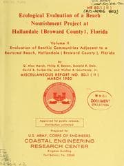 Tapa de Ecological evaluation of a beach nourishment project at Hallandale (Broward County), Florida