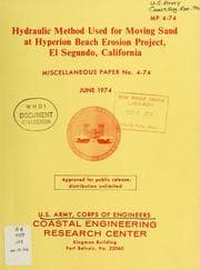 Tapa de Hydraulic method used for moving sand at Hyperion Beach Erosion Project, El Segundo, California