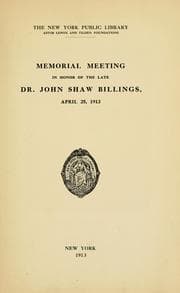 Tapa de Memorial meeting in honor of the late Dr. John Shaw Billings, April 25, 1913