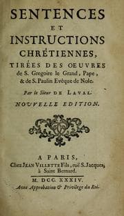 Tapa de Sentences et instructions chrétiennes tirées des ouevres de S. Grégoire le Grand, Pape