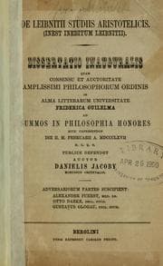 Tapa de De Leibnitii studiis Aristotelicis (inest ineditum Leibnitii)