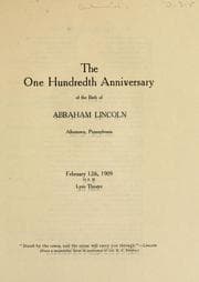 Tapa de The one hundredth anniversary of the birth of Abraham Lincoln
