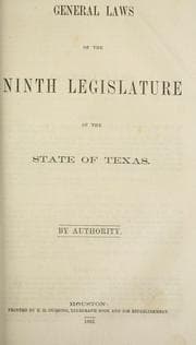 Tapa de General laws of the ninth Legislature of the state of Texas