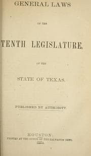 Tapa de General laws of the tenth Legislature of the state of Texas