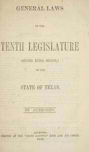 Tapa de General laws of the tenth Legislature (second extra session) of the state of Texas