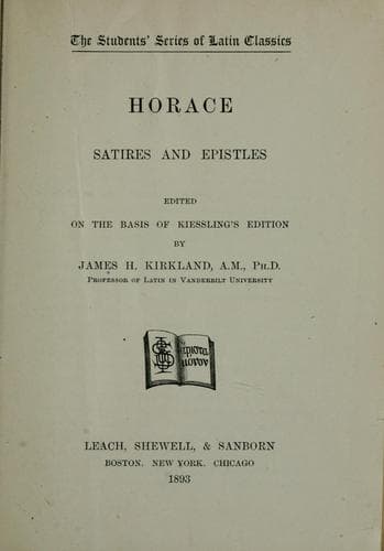 Tapa de Satires and epistles