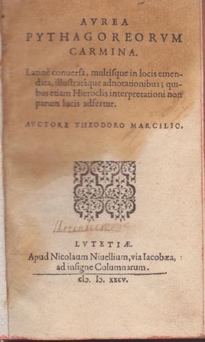 Tapa de Aurea Pythagoreorum carmina