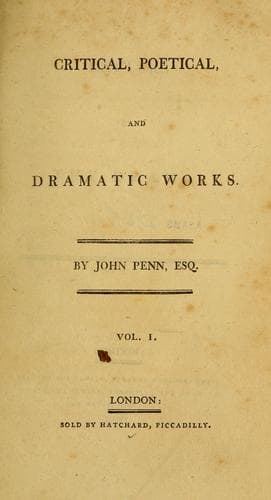 Tapa de Critical, poetical, and dramatic works