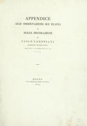 Tapa de Appendice alle osservazioni sui teatri e sulle decorazioni