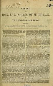 Tapa de Speech of Hon. Lewis Cass, of Michigan, on the Oregon question