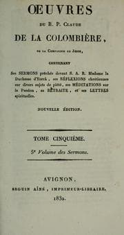 Tapa de Œuvres du R.P. Claude de la Colombière, de la Compagnie de Jésus