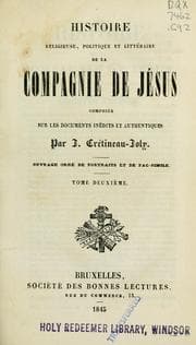 Tapa de Histoire religieuse, politique et litteraire de la Compagnie de Jésus