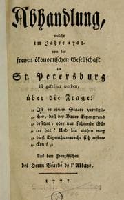 Tapa de Abhandlung, welche im Jahre 1768 von der freyen ökonomischen Gesellschaft zu St. Petersburg is gekrönet worden, über die Frage