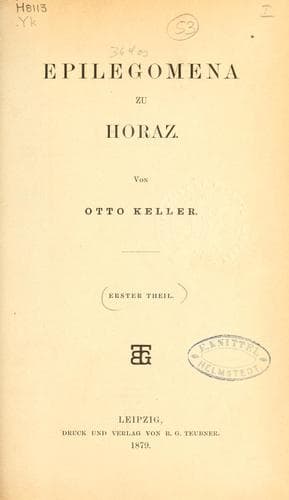 Tapa de Epilegomena zu Horaz