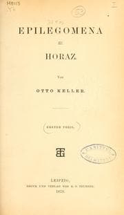 Tapa de Epilegomena zu Horaz