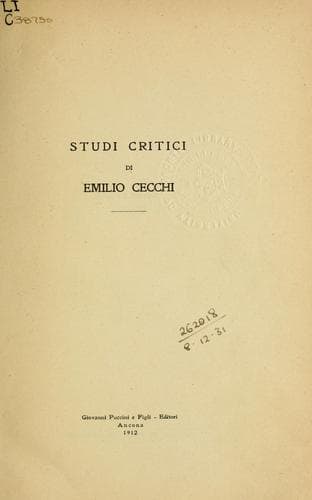 Tapa de Studi critici