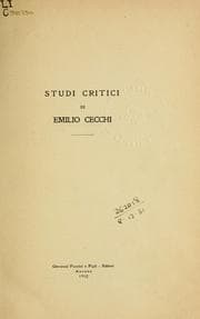 Tapa de Studi critici