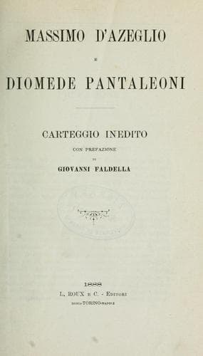 Tapa de Massimo d'Azeglio e Diomede Pantaleoni