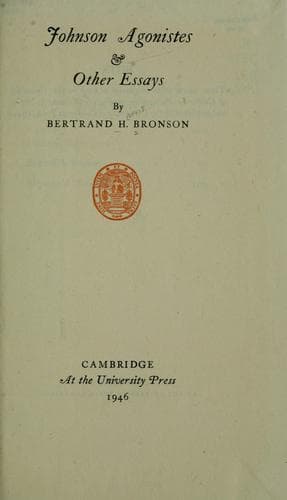 Tapa de Johnson Agonistes, & other essays