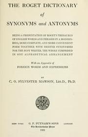 Tapa de The Roget Dictionary of synonyms and antonyms