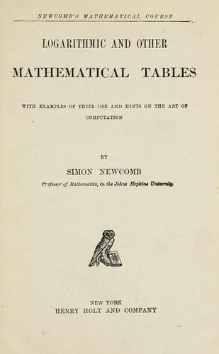 Tapa de Logarithmic and other mathematical tables