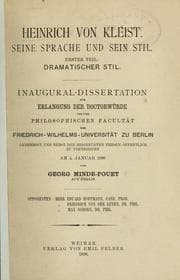 Tapa de Heinrich von Kleist; seine Sprache und sein Stil