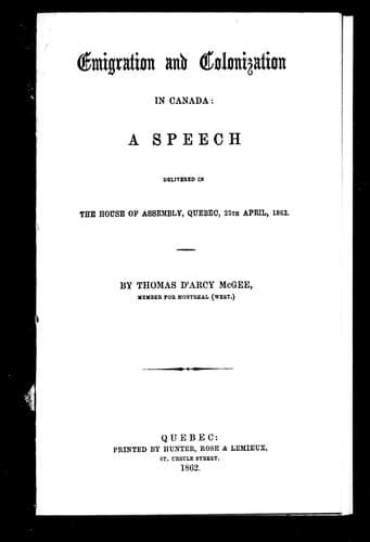 Tapa de Emigration and Colonization in Canada