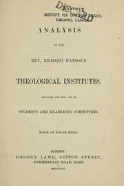 Tapa de Analysis of the rev. Richard Watson's Theological institutes