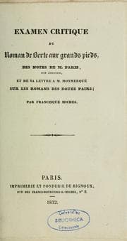 Tapa de Examen critique du roman de Berthe aux grands pieds