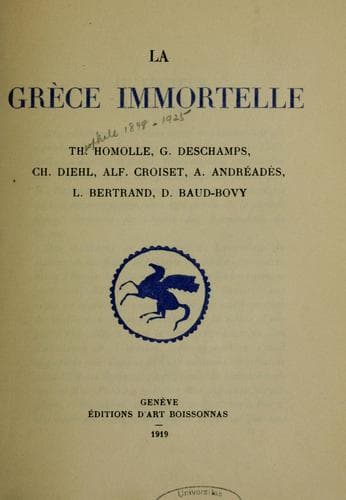 Tapa de La Grèce immortelle
