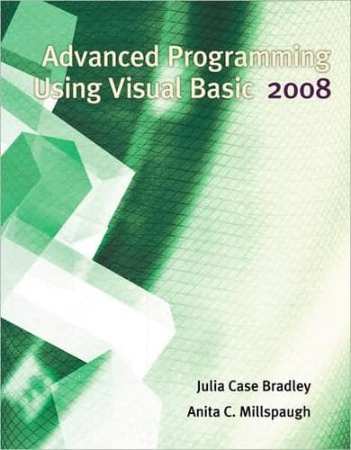 Tapa de Advanced programming using Visual Basic 2008