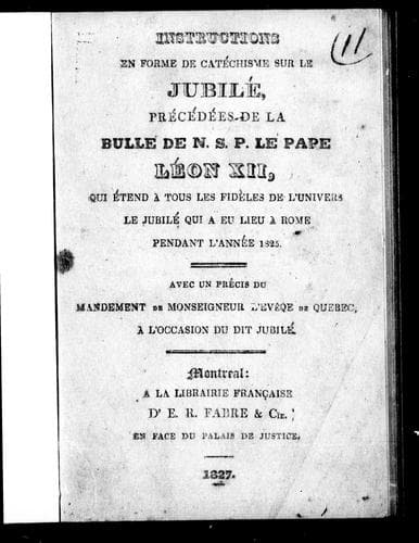 Tapa de Instructions en forme de catéchisme sur le jubilé