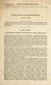 Tapa de In the House of Representatives, March 3, 1863