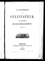 Tapa de La richesse du cultivateur ou Les secrets de Jean-Nicolas Benoît