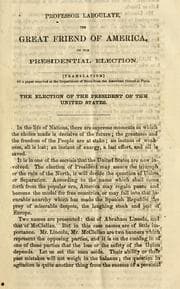 Tapa de Professor Laborlaye [sic], the great friend of America, on the presidential election