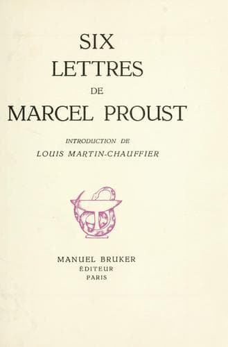 Tapa de Six lettres de Marcel Proust