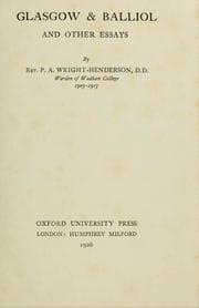 Tapa de Glasgow & Balliol and other essays