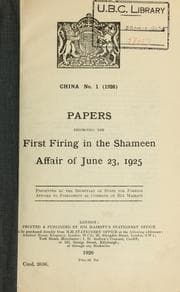 Tapa de Papers respecting the first firing in the Shameen affair of June 23, 1925