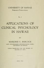 Tapa de Applications of clinical psychology in Hawaii