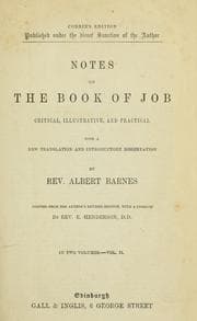 Tapa de Notes, critical, illustrative, and practical, on the book of Job, with a new translation and an introductory dissertation by Albert Barnes