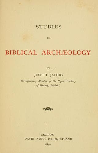 Tapa de Studies in Biblical archaeology