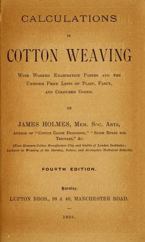 Tapa de Calculations in cotton weaving