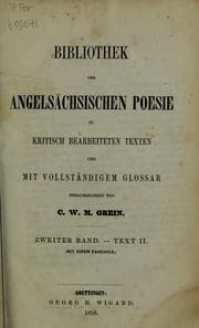 Tapa de Bibliothek der angelsächsischen poesie in kritisch bearbeiteten texted und mit vollständigem glossar