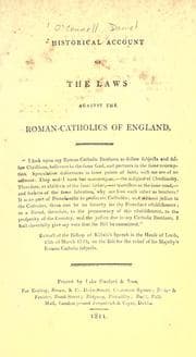 Tapa de Historical account of the laws against the Roman Catholics of England