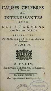 Tapa de Causes célèbre et intéressantes, avec les jugements qui les ont décidées