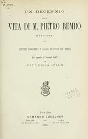 Tapa de Un decennio della vita di M. Pietro Bembo (1521-1531)