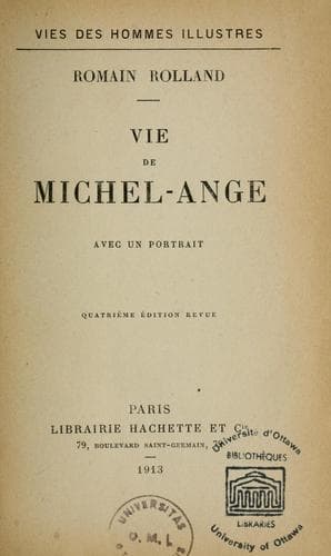 Tapa de Vie de Michel-Ange ...