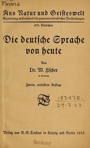 Tapa de Die deutsche Sprache von heute