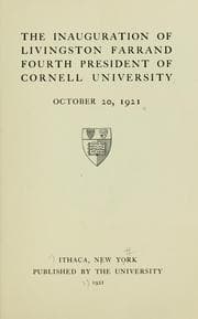 Tapa de The inauguration of Livingston Farrand, fourth President of Cornell University, October 20, 1921