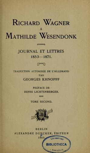 Tapa de Richard Wagner à Mathilde Wesendonk